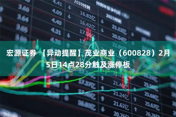 宏源证券 【异动提醒】茂业商业（600828）2月5日14点28分触及涨停板